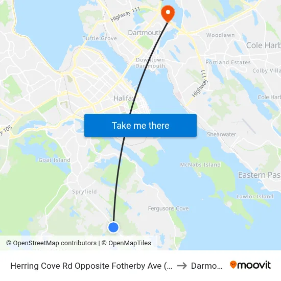 Herring Cove Rd Opposite Fotherby Ave (6847) to Darmouth map