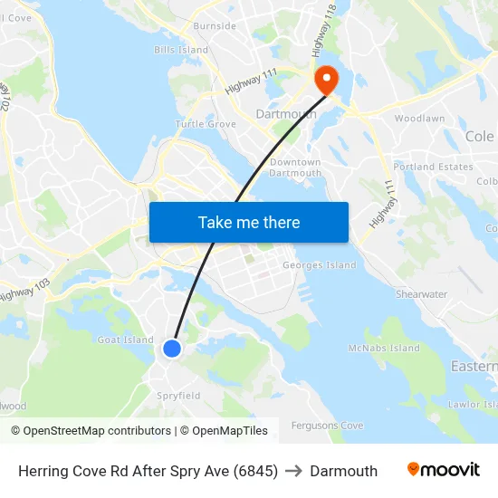 Herring Cove Rd After Spry Ave (6845) to Darmouth map