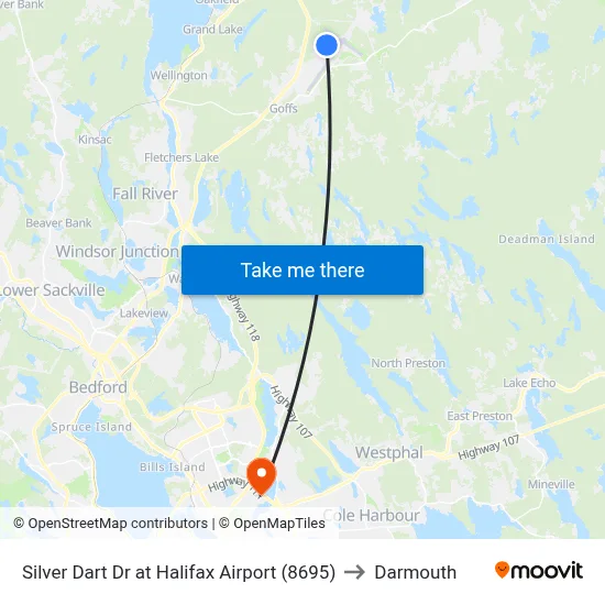 Silver Dart Dr at Halifax Airport (8695) to Darmouth map