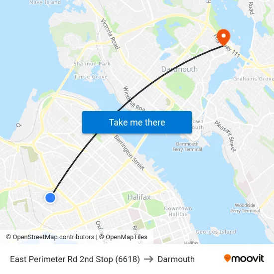 East Perimeter Rd 2nd Stop (6618) to Darmouth map