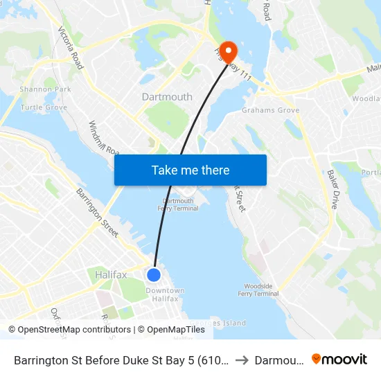 Barrington St Before Duke St Bay 5 (6107) to Darmouth map