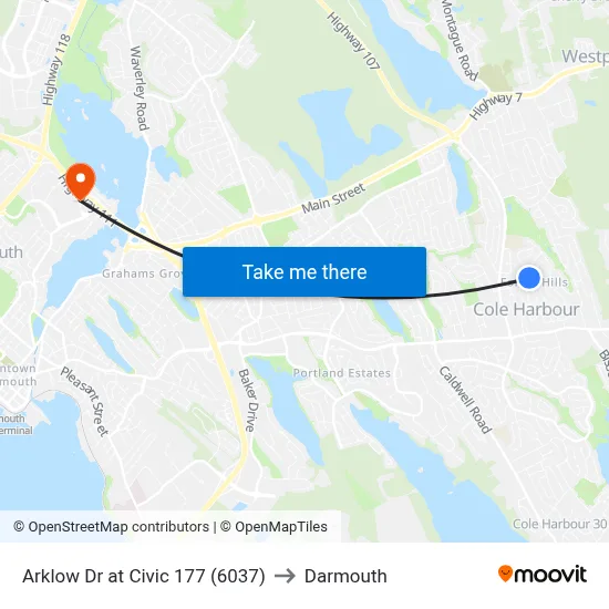 Arklow Dr at Civic 177 (6037) to Darmouth map
