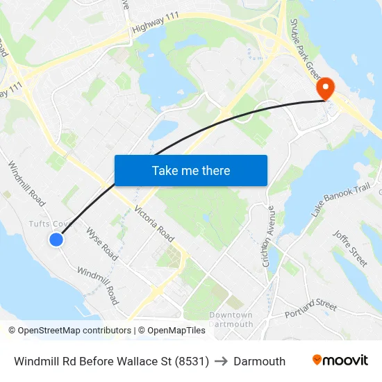 Windmill Rd Before Wallace St (8531) to Darmouth map
