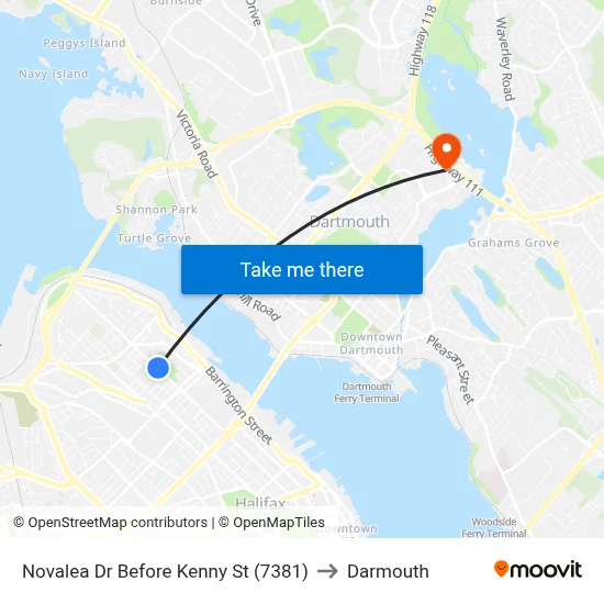 Novalea Dr Before Kenny St (7381) to Darmouth map