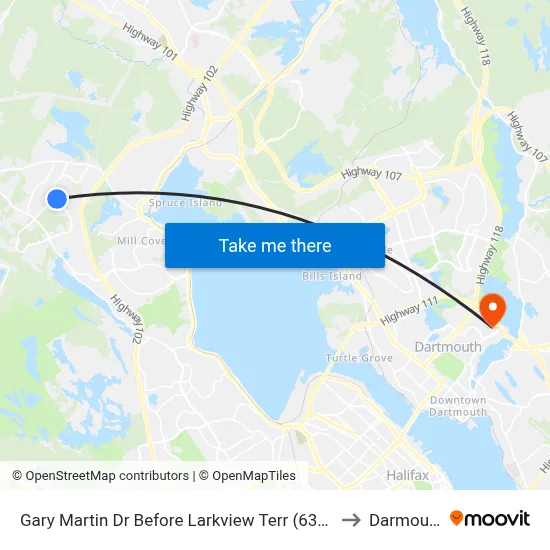 Gary Martin Dr Before Larkview Terr (6329) to Darmouth map