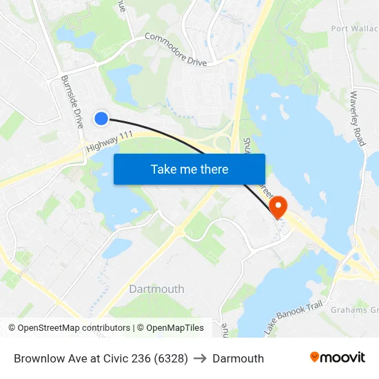 Brownlow Ave at Civic 236 (6328) to Darmouth map