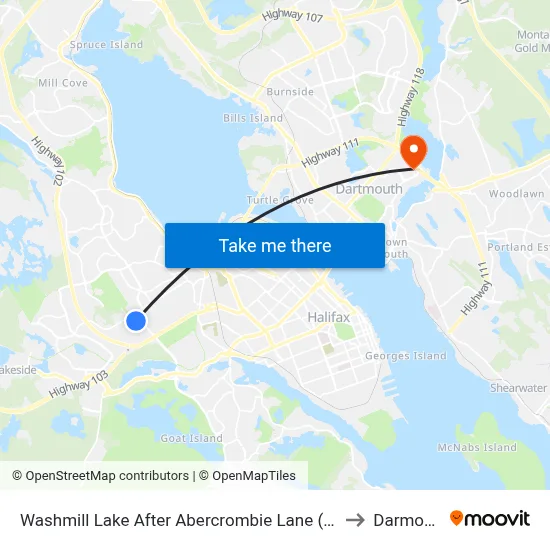 Washmill Lake After Abercrombie Lane (7445) to Darmouth map