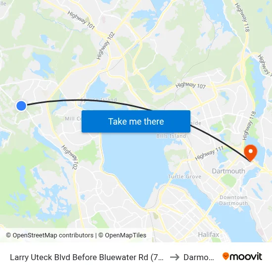Larry Uteck Blvd Before Bluewater Rd (7014) to Darmouth map
