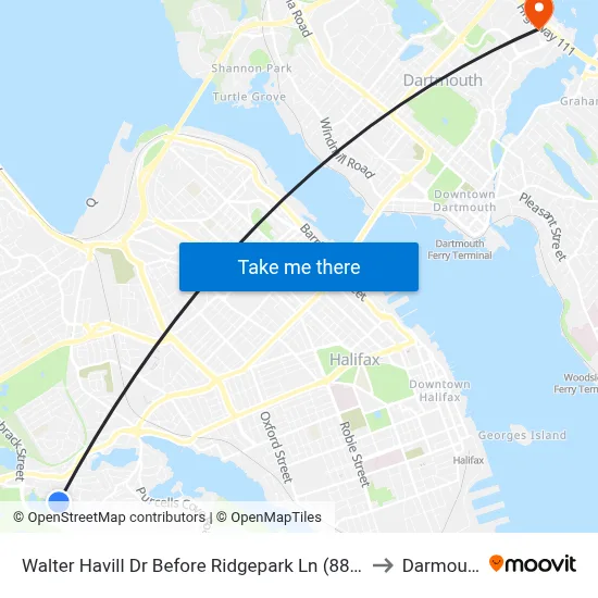 Walter Havill Dr Before Ridgepark Ln (8804) to Darmouth map