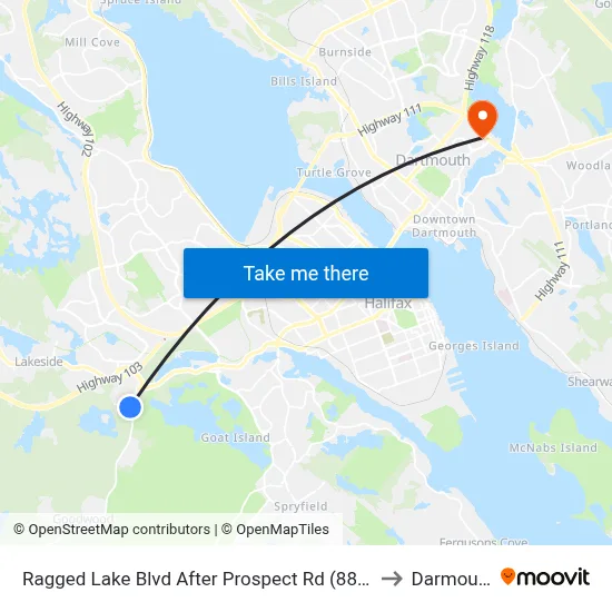 Ragged Lake Blvd After Prospect Rd (8807) to Darmouth map