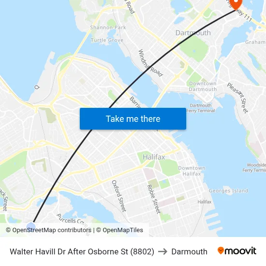Walter Havill Dr After Osborne St (8802) to Darmouth map