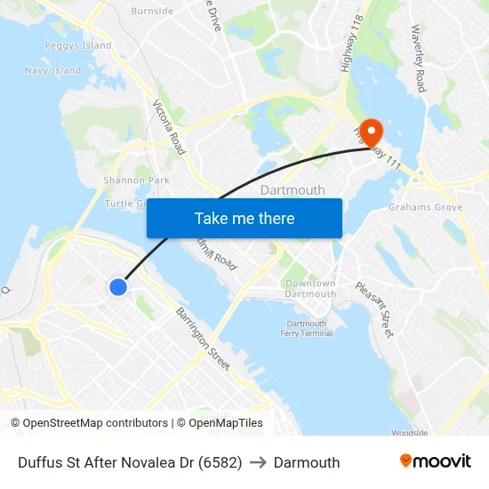 Duffus St After Novalea Dr (6582) to Darmouth map