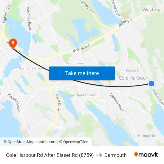 Cole Harbour Rd After Bisset Rd (8759) to Darmouth map