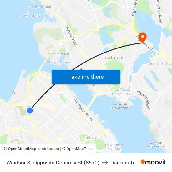 Windsor St Opposite Connolly St (8570) to Darmouth map