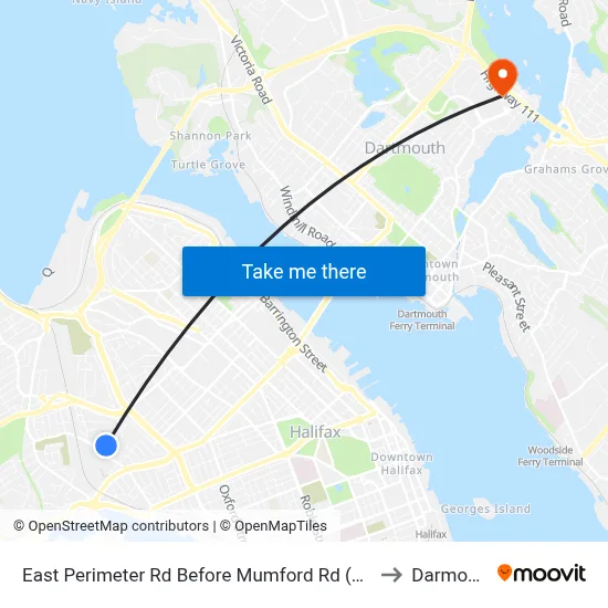 East Perimeter Rd Before Mumford Rd (6621) to Darmouth map
