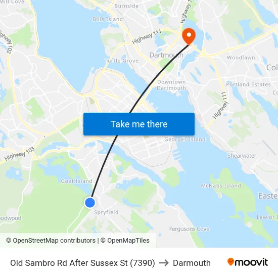 Old Sambro Rd After Sussex St (7390) to Darmouth map