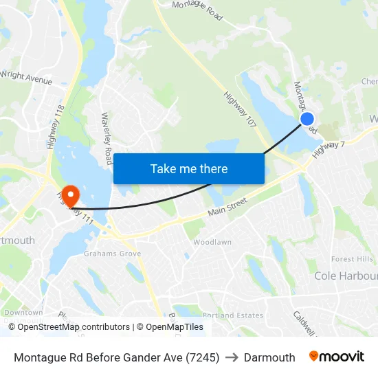 Montague Rd Before Gander Ave (7245) to Darmouth map
