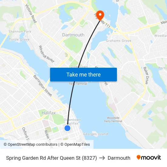 Spring Garden Rd After Queen St (8327) to Darmouth map