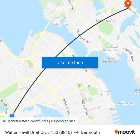 Walter Havill Dr at Civic 150 (8810) to Darmouth map