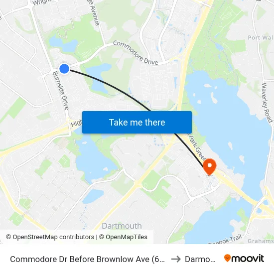 Commodore Dr Before Brownlow Ave (6490) to Darmouth map