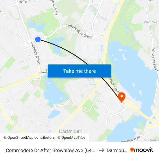 Commodore Dr After Brownlow Ave (6488) to Darmouth map