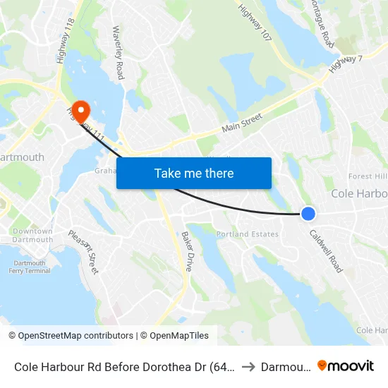 Cole Harbour Rd Before Dorothea Dr (6481) to Darmouth map