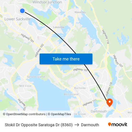 Stokil Dr Opposite Saratoga Dr (8360) to Darmouth map