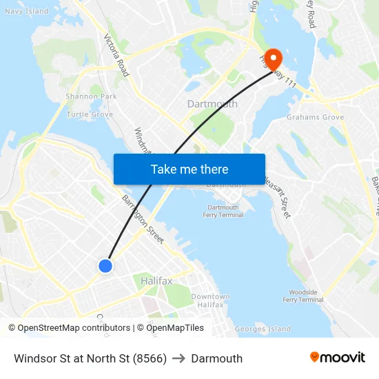 Windsor St at North St (8566) to Darmouth map