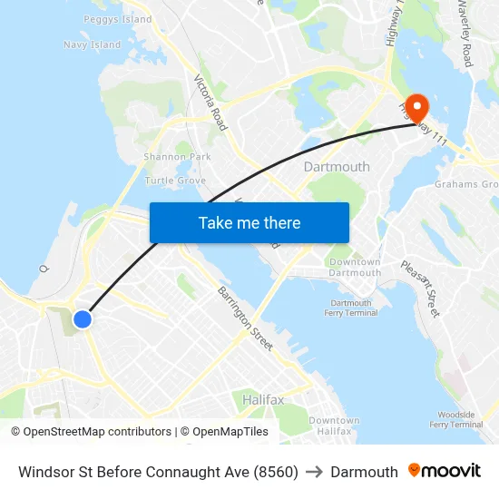 Windsor St Before Connaught Ave (8560) to Darmouth map