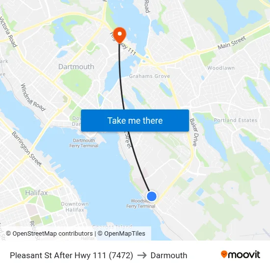 Pleasant St After Hwy 111 (7472) to Darmouth map