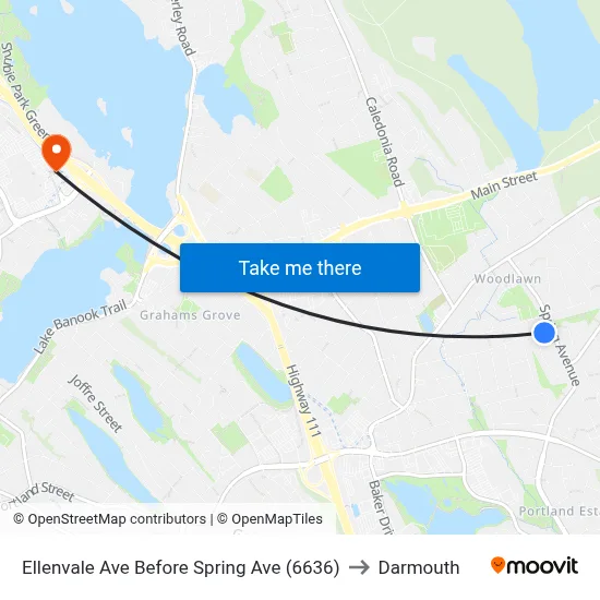 Ellenvale Ave Before Spring Ave (6636) to Darmouth map