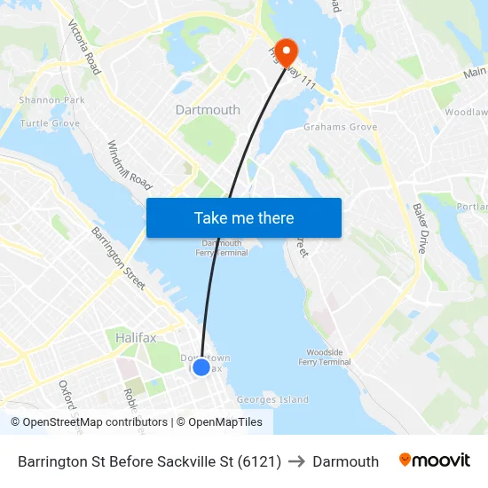 Barrington St Before Sackville St (6121) to Darmouth map