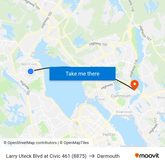 Larry Uteck Blvd at Civic 461 (8875) to Darmouth map