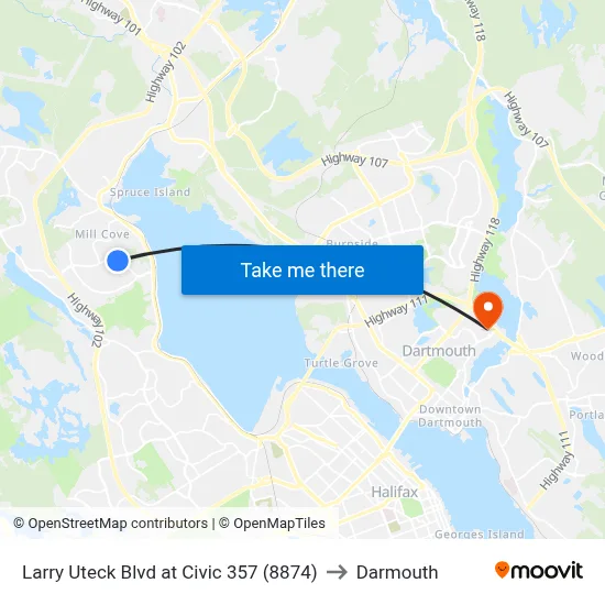 Larry Uteck Blvd at Civic 357 (8874) to Darmouth map