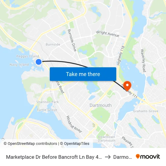 Marketplace Dr Before Bancroft Ln Bay 4 (6014) to Darmouth map