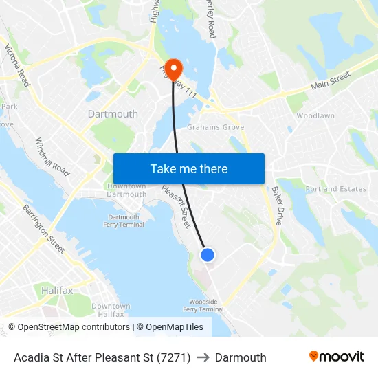 Acadia St After Pleasant St (7271) to Darmouth map
