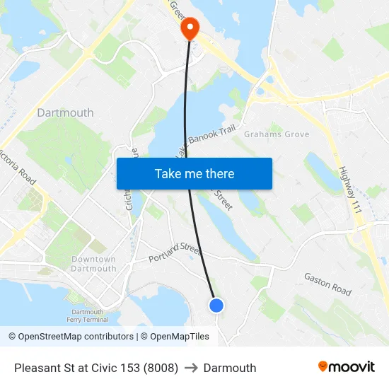 Pleasant St at Civic 153 (8008) to Darmouth map