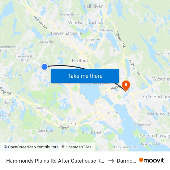 Hammonds Plains Rd After Gatehouse Run (6830) to Darmouth map