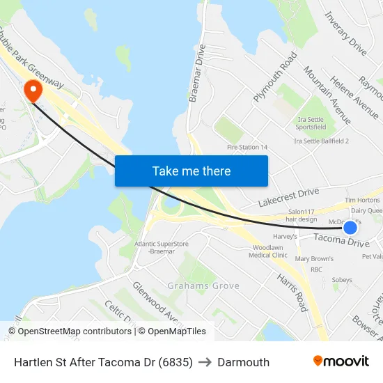 Hartlen St After Tacoma Dr (6835) to Darmouth map