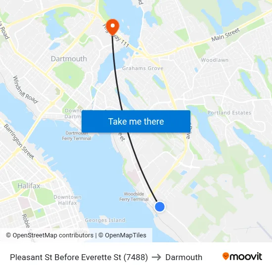 Pleasant St Before Everette St (7488) to Darmouth map