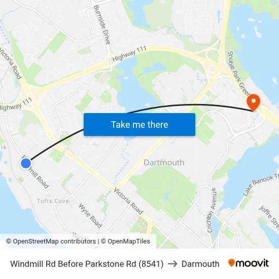 Windmill Rd Before Parkstone Rd (8541) to Darmouth map