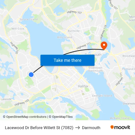Lacewood Dr Before Willett St (7082) to Darmouth map