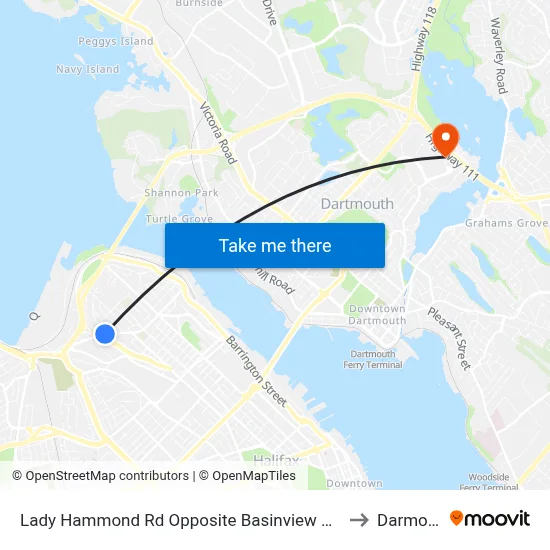 Lady Hammond Rd Opposite Basinview Dr (7088) to Darmouth map