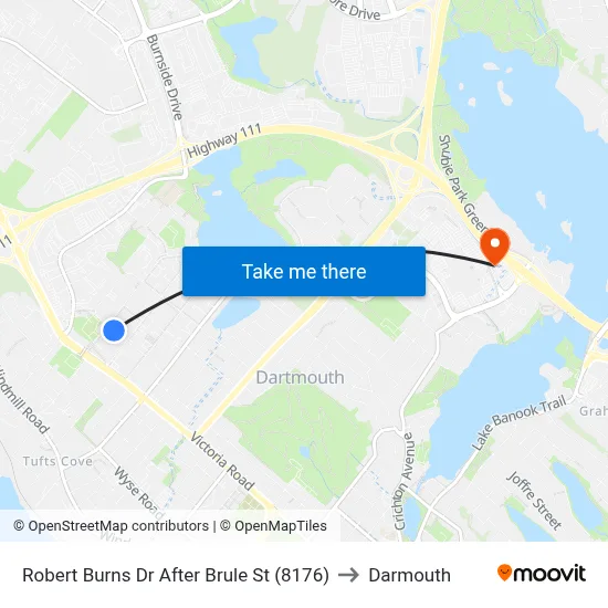 Robert Burns Dr After Brule St (8176) to Darmouth map