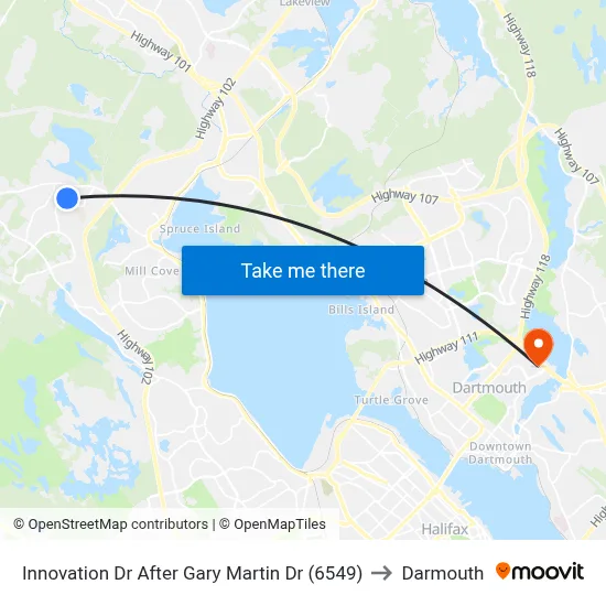 Innovation Dr After Gary Martin Dr (6549) to Darmouth map