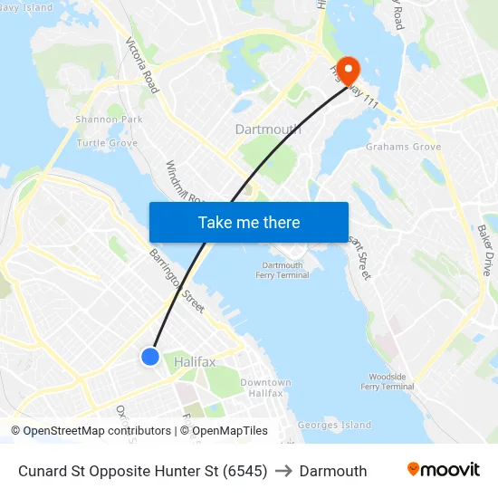 Cunard St Opposite Hunter St (6545) to Darmouth map