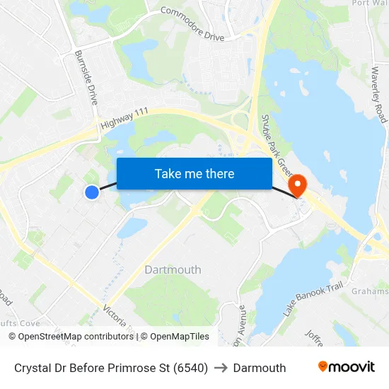 Crystal Dr Before Primrose St (6540) to Darmouth map