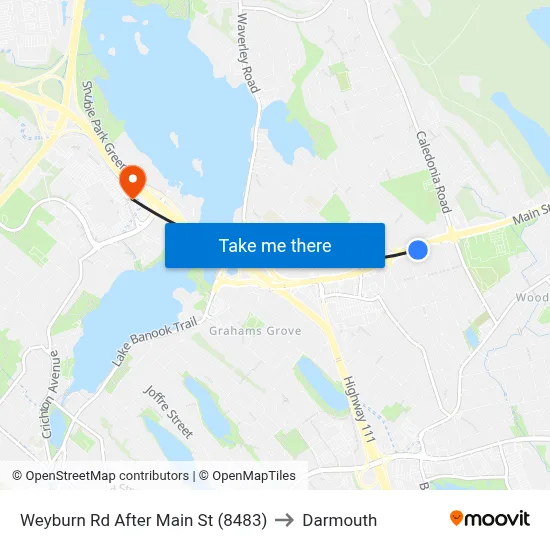 Weyburn Rd After Main St (8483) to Darmouth map