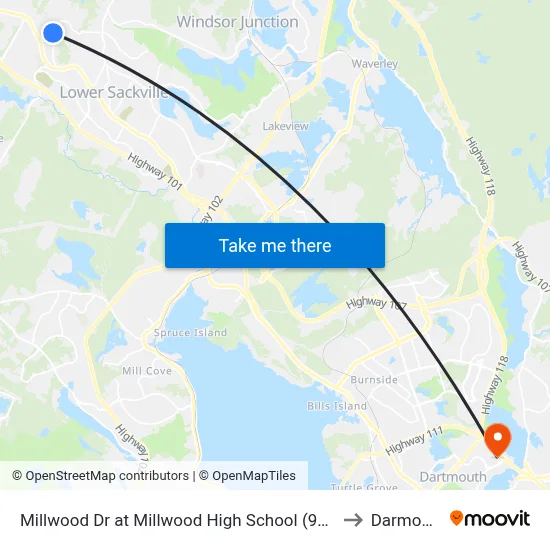 Millwood Dr at Millwood High School (9005) to Darmouth map