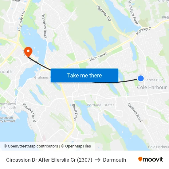 Circassion Dr After Ellerslie Cr (2307) to Darmouth map